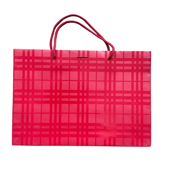 Burberry Unmarked Red Plaid paper shopping Bag - Picture 1 of 2